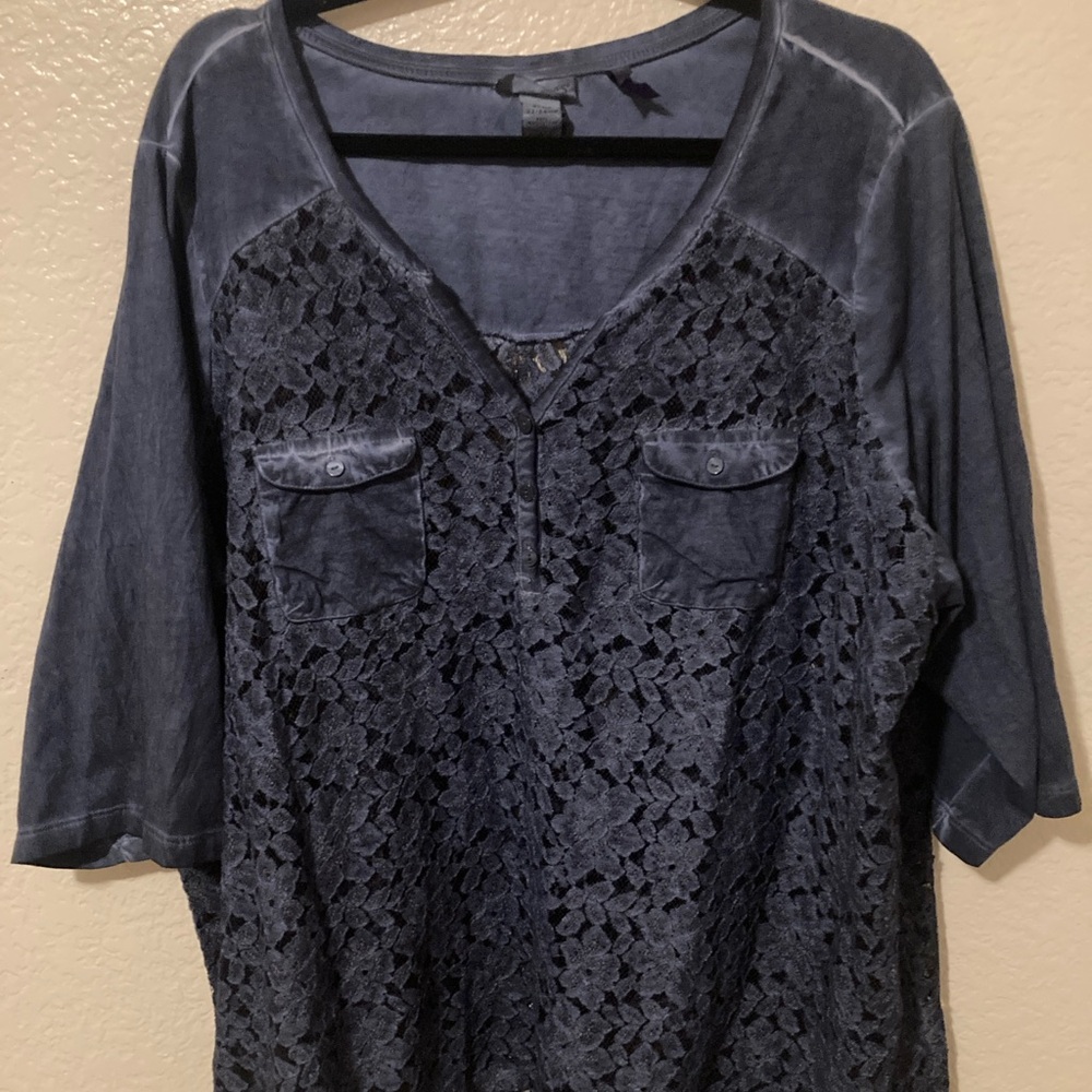 Catherines Deep Blue Lace Blouse